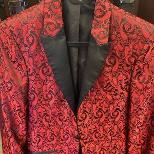 **SOLD***Dinner Jacket Black w/ Red Paisley design & Satin Lapels